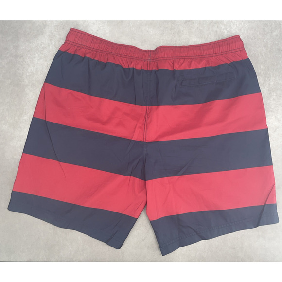Nautica Men's Size 2XL Swim Shorts Red and Navy Stripe Drawstring Dark Academia - Picture 6 of 8
